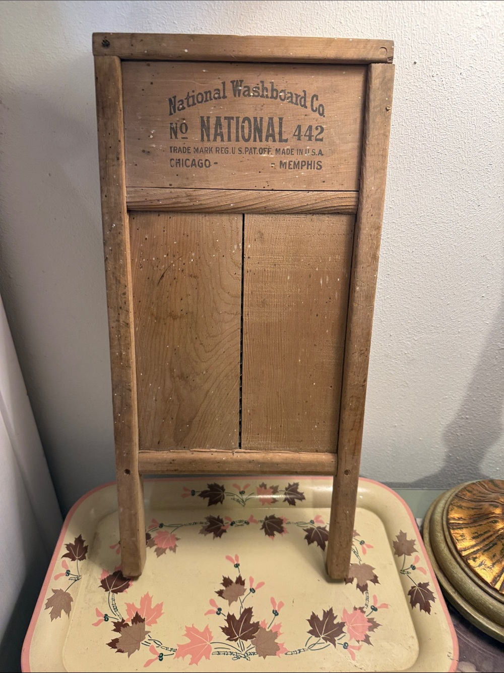 Antique National Washboard Co. No. 442 Midget Wooden Washboard